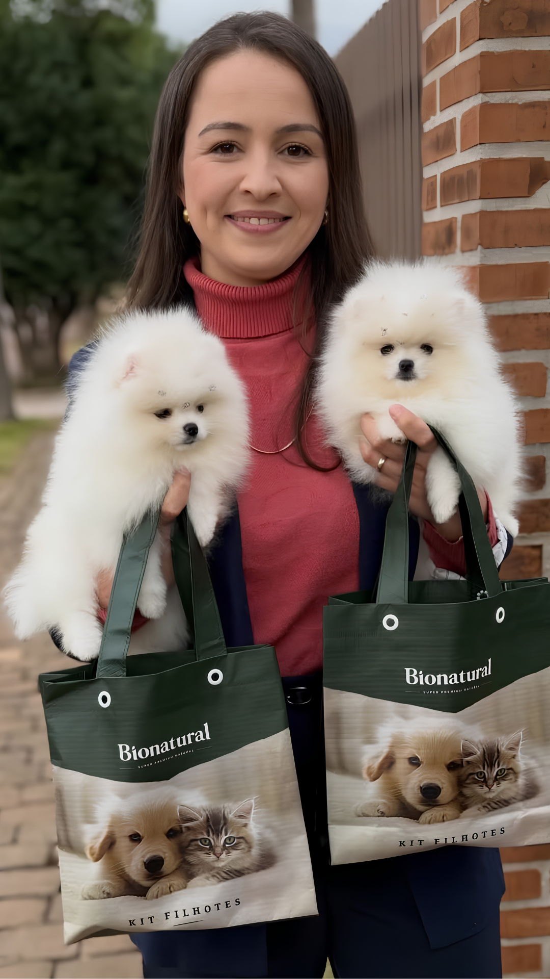 Filhote Marcília Poms sendo preparado para sua nova família