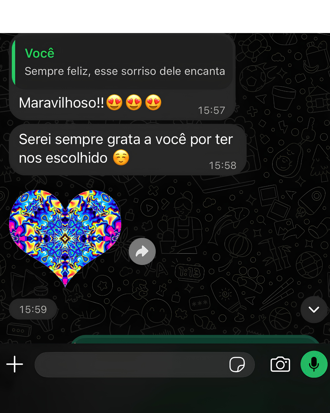 Mensagem recebida de uma família