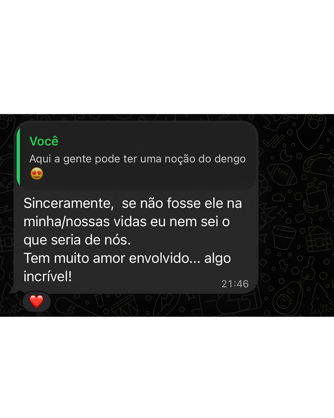 Mensagem recebida de uma família